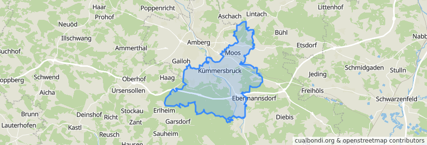 Mapa de ubicacion de Kümmersbruck.