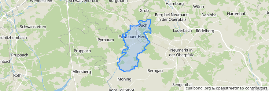 Mapa de ubicacion de Postbauer-Heng.