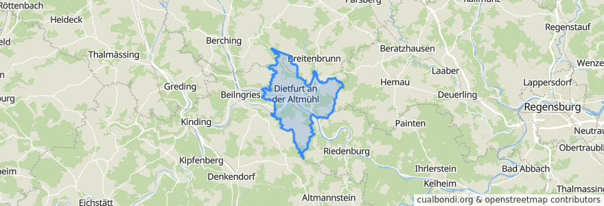 Mapa de ubicacion de Dietfurt an der Altmühl.