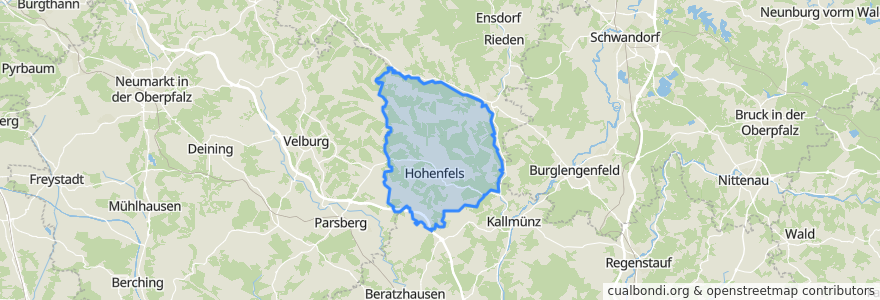 Mapa de ubicacion de Hohenfels.