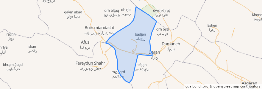 Mapa de ubicacion de بخش زنده‌رود.