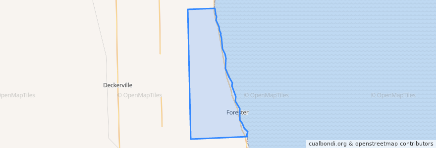 Mapa de ubicacion de Forester Township.