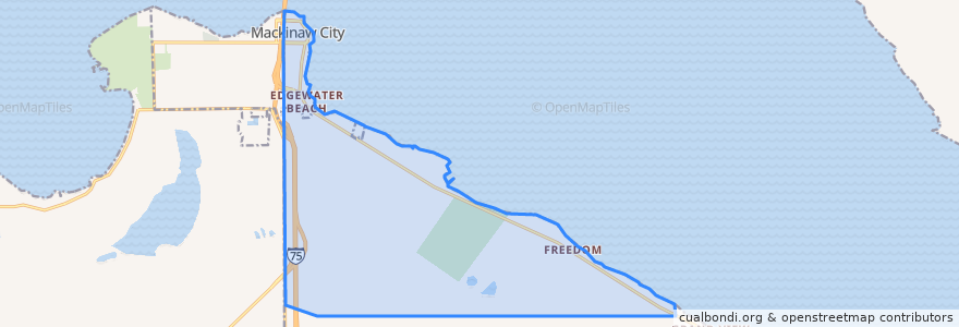 Mapa de ubicacion de Mackinaw Township.