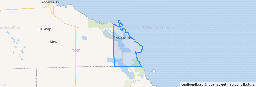 Mapa de ubicacion de Presque Isle Townships.