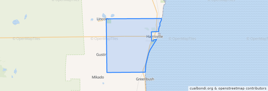 Mapa de ubicacion de Harrisville Township.