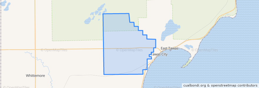 Mapa de ubicacion de Tawas Township.