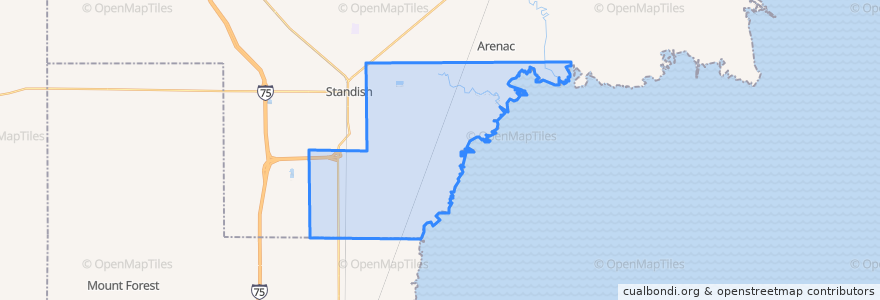 Mapa de ubicacion de Standish Township.