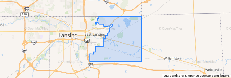 Mapa de ubicacion de Meridian Charter Township.