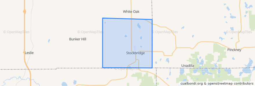 Mapa de ubicacion de Stockbridge Township.