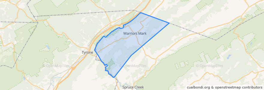 Mapa de ubicacion de Warriors Mark Township.