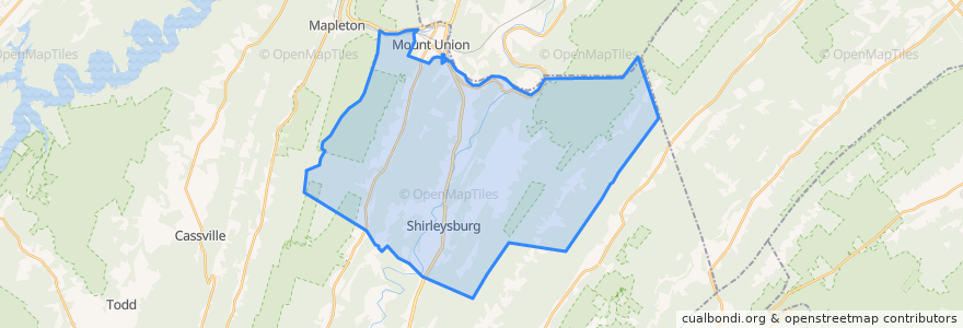 Mapa de ubicacion de Shirley Township.