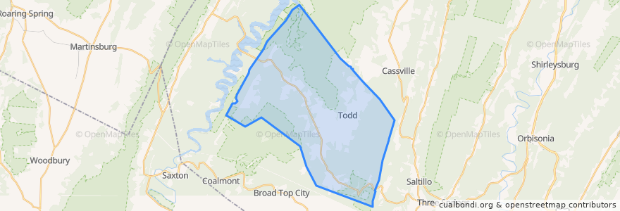 Mapa de ubicacion de Todd Township.