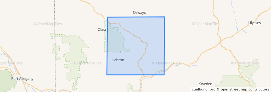 Mapa de ubicacion de Hebron Township.