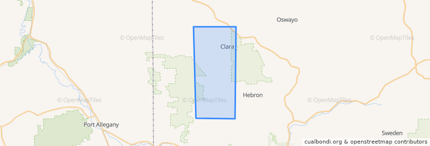 Mapa de ubicacion de Clara Township.