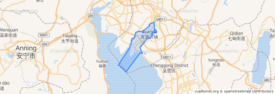 Mapa de ubicacion de 官渡街道.