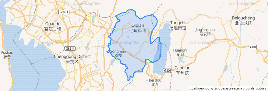 Mapa de ubicacion de 七甸街道.