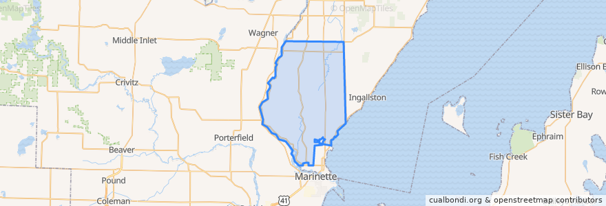 Mapa de ubicacion de Menominee Township.