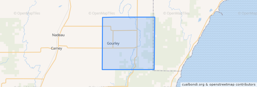 Mapa de ubicacion de Gourley Township.