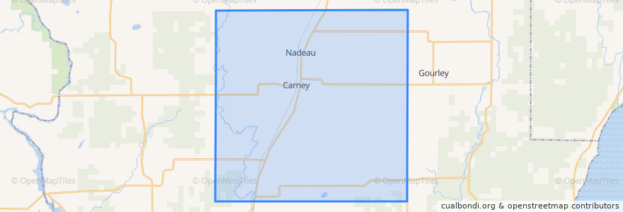 Mapa de ubicacion de Nadeau Township.