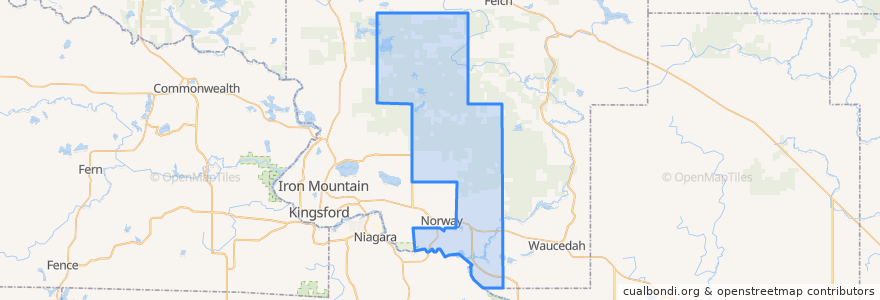 Mapa de ubicacion de Norway Township.