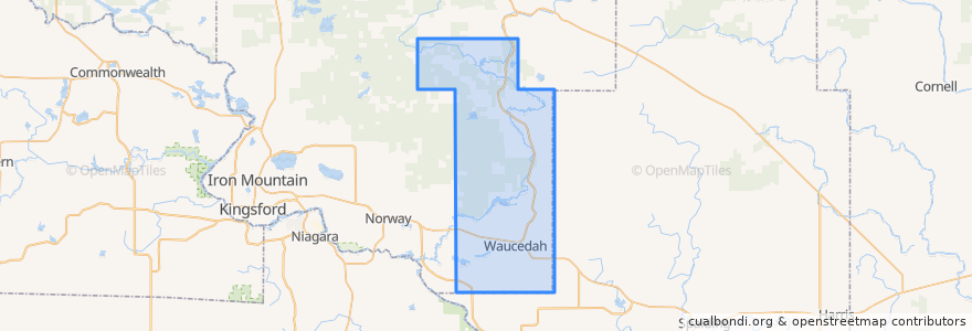 Mapa de ubicacion de Waucedah Township.