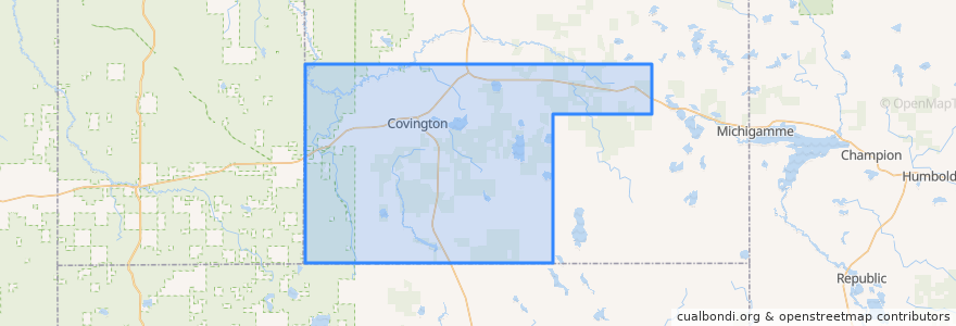 Mapa de ubicacion de Covington Township.