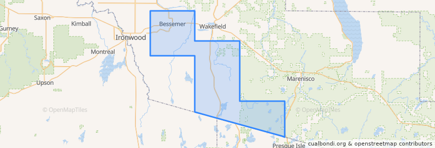 Mapa de ubicacion de Bessemer Township.