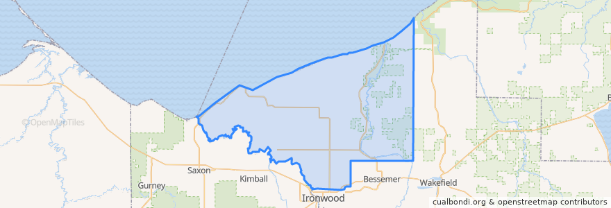 Mapa de ubicacion de Ironwood Township.