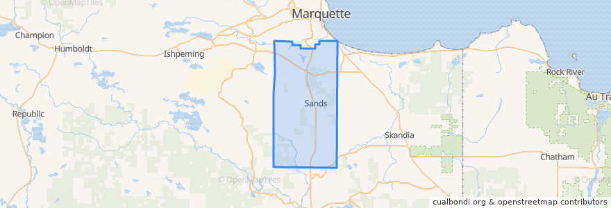 Mapa de ubicacion de Sands Township.