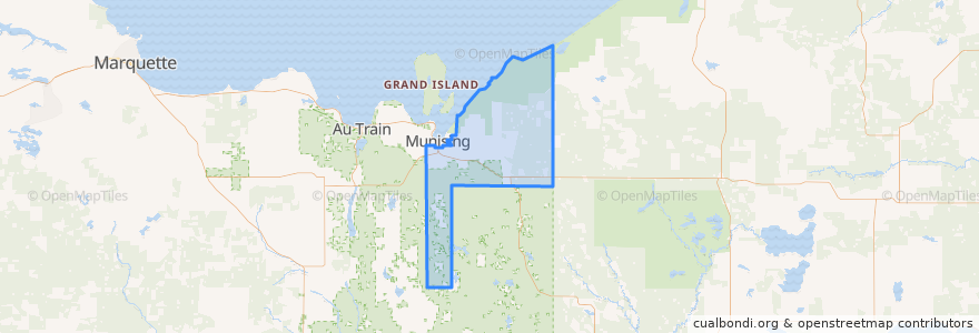 Mapa de ubicacion de Munising Township.