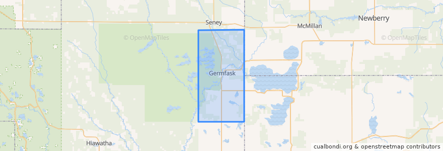 Mapa de ubicacion de Germfask Township.