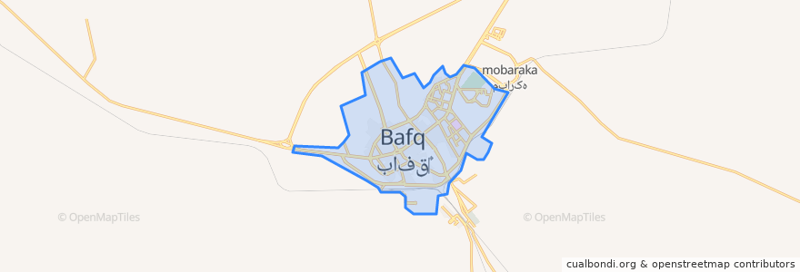 Mapa de ubicacion de شهر بافق.