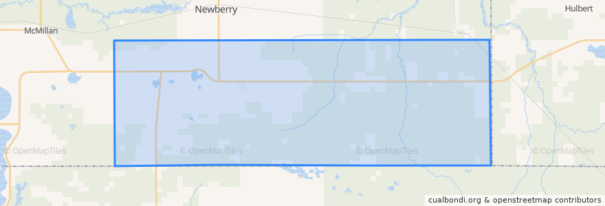 Mapa de ubicacion de Pentland Township.