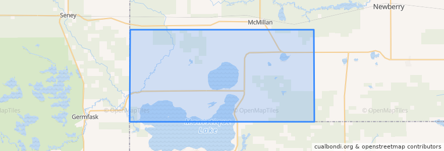 Mapa de ubicacion de Lakefield Township.