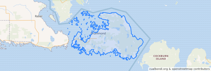 Mapa de ubicacion de Drummond Township.