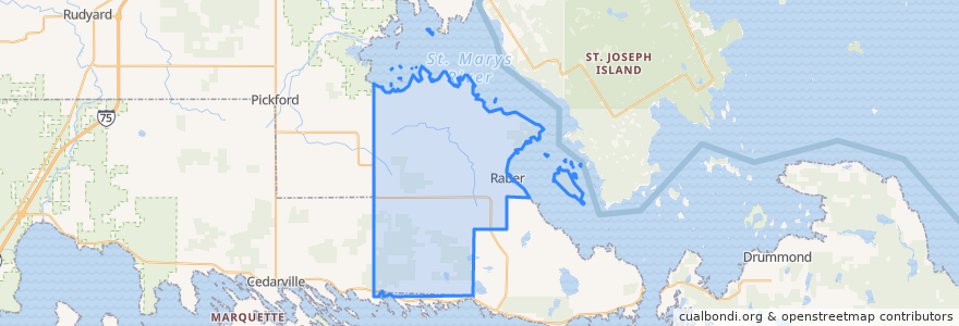 Mapa de ubicacion de Raber Township.