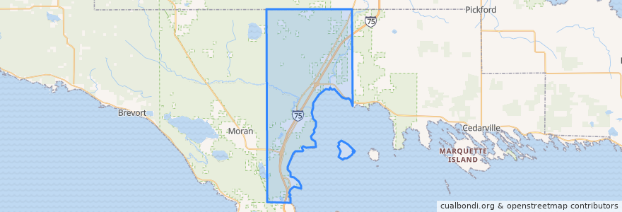 Mapa de ubicacion de Saint Ignace Township.