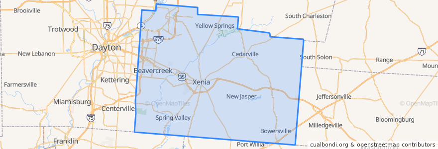 Mapa de ubicacion de Greene County.