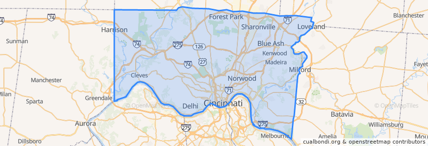 Mapa de ubicacion de Hamilton County.