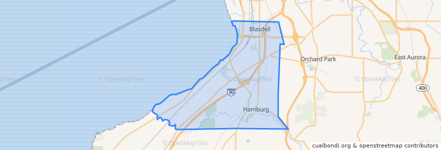 Mapa de ubicacion de Hamburg Town.