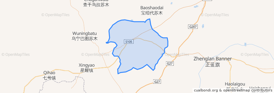 Mapa de ubicacion de 宝拉根陶海苏木 ᠪᠤᠯᠭᠠᠨᠲᠣᠬᠣᠢ ᠰᠤᠮᠤ.