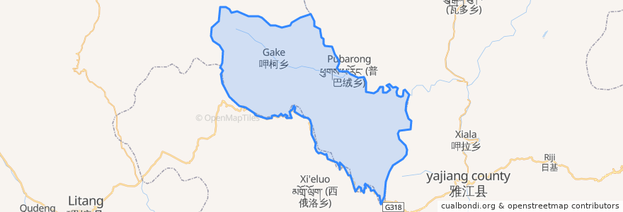 Mapa de ubicacion de 呷洼乡.