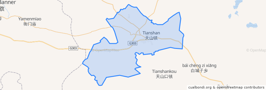 Mapa de ubicacion de Tianshan Town.