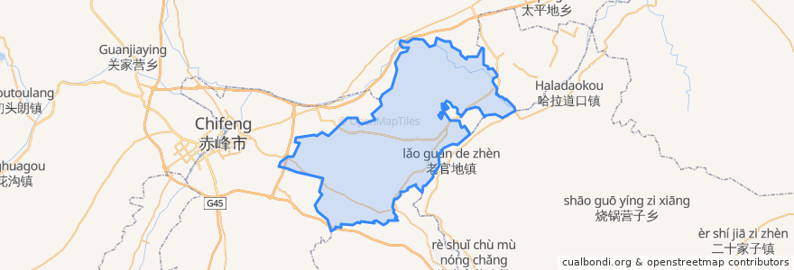 Mapa de ubicacion de 元宝山镇.