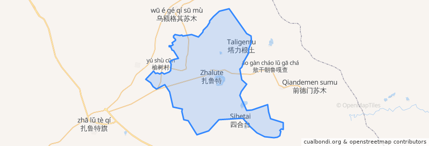 Mapa de ubicacion de 乌额格其牧场 ᠦᠨᠡᠭᠡᠴᠢ ᠮᠠᠯᠵᠢᠯ ᠤᠨ ᠲᠠᠯᠠᠪᠠᠢ.