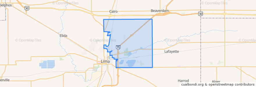 Mapa de ubicacion de Bath Township.