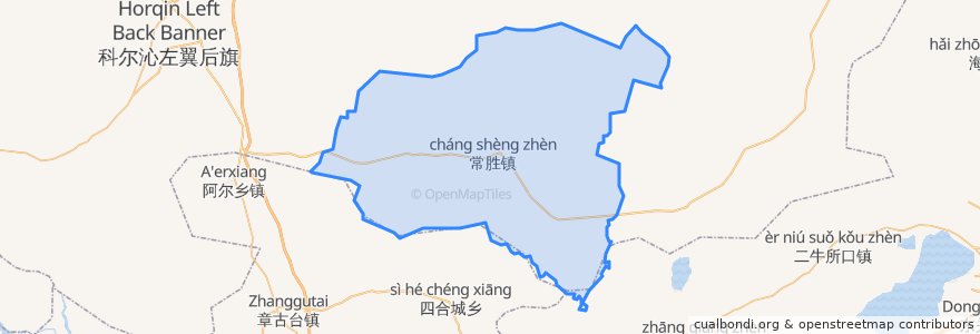 Mapa de ubicacion de 常胜镇 ᠴᠠᠩ ᠱᠧᠩ ᠪᠠᠯᠭᠠᠰᠤ.