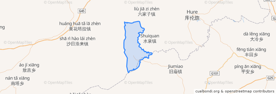 Mapa de ubicacion de 扣河子镇 ᠬᠥᠬᠥᠨ ᠪᠠᠯᠭᠠᠰᠤ.