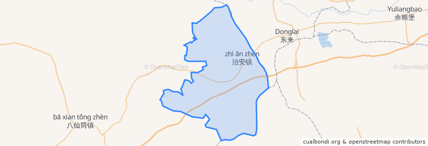 Mapa de ubicacion de 治安镇 ᡁᠢ ᠠᠨ ᠪᠠᠯᠭᠠᠰᠤ.