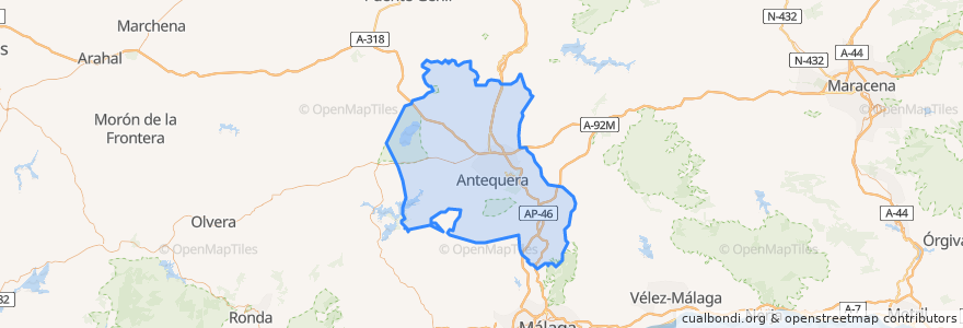 Mapa de ubicacion de Antequera.